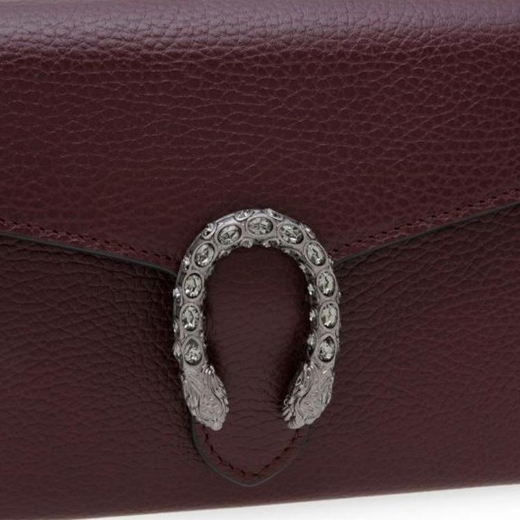 Gucci Dionysus Leather Chain Wallet Bag Burgundy Red Crystal Tiger Head Hardware Crossbody Clutch for Women Daily Commute 401231-CAOGN-6886