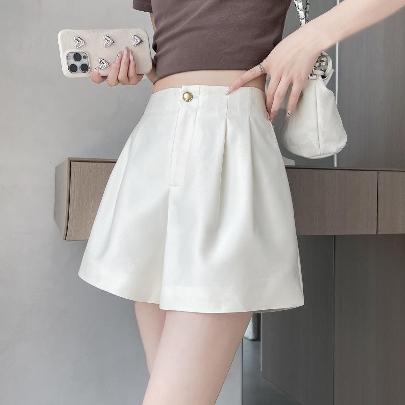 Костюмные шорты женские летние тонкие новые повседневные брюки средней длины с высокой талией и тонкими широкими штанинами свободные брюки с пятью точками