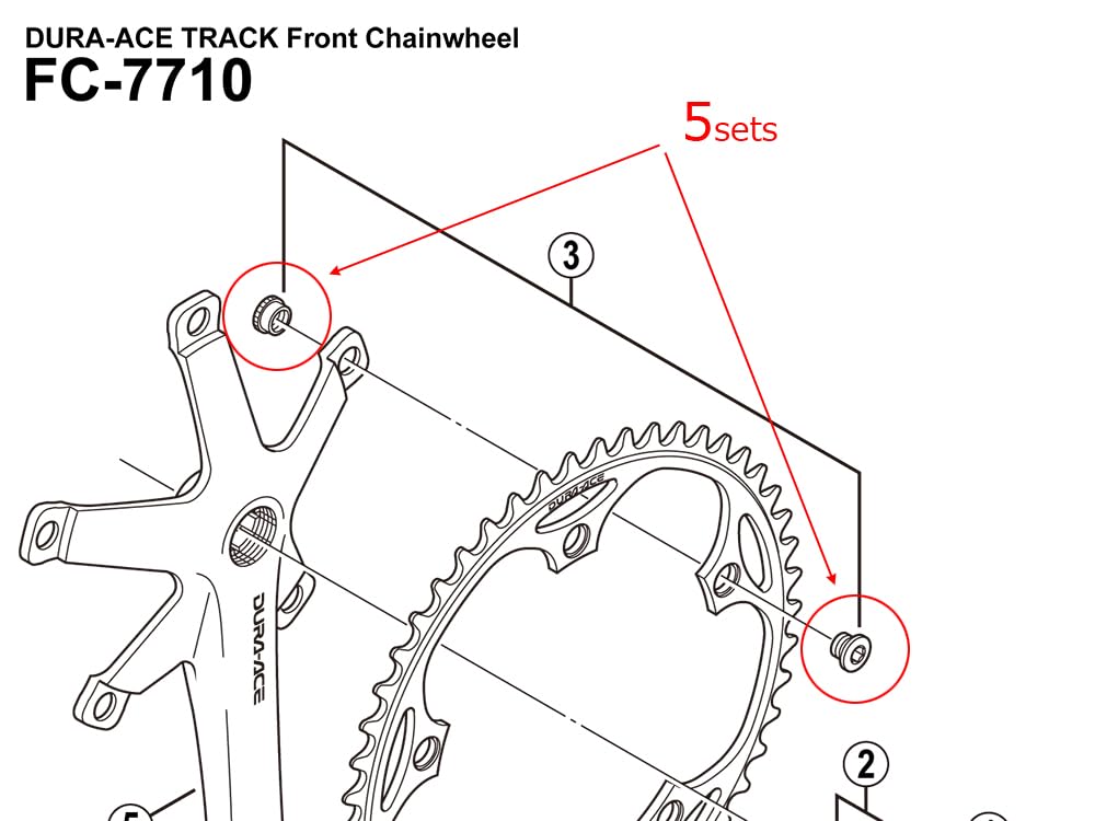 Shimano gear fixing bolts x and nuts of (M8 6) (5 each)
