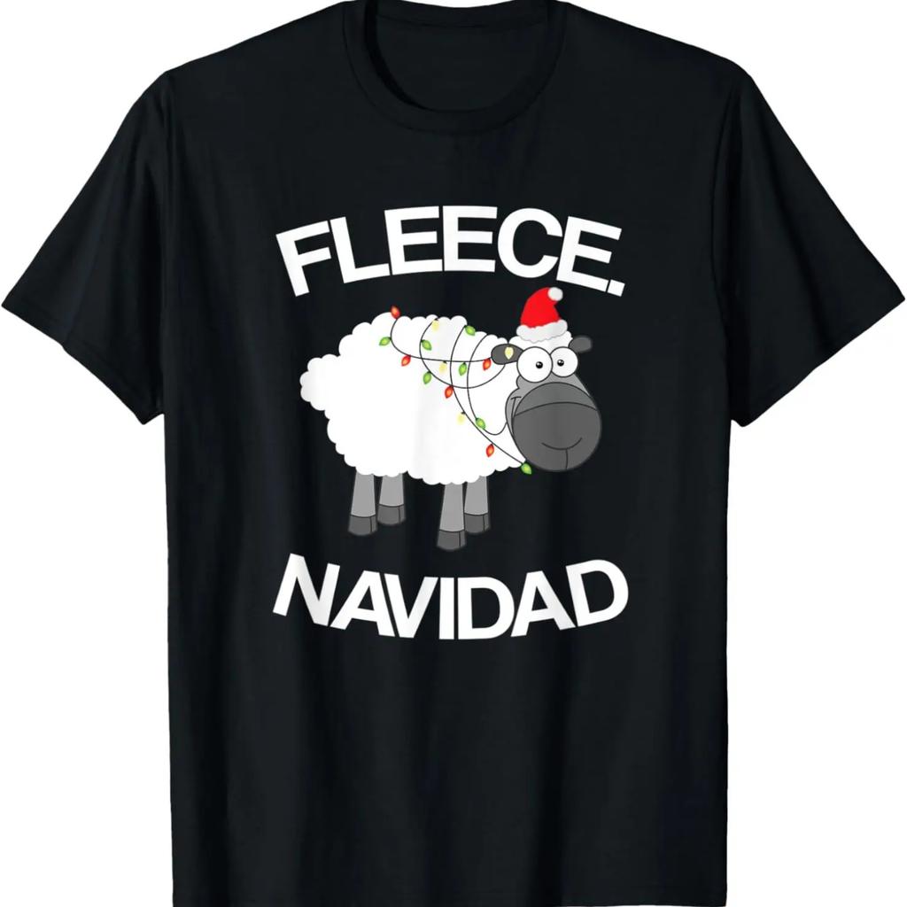 Fleece Navidad Funny Christmas Sheep Feliz Christmas Lights T-Shirt