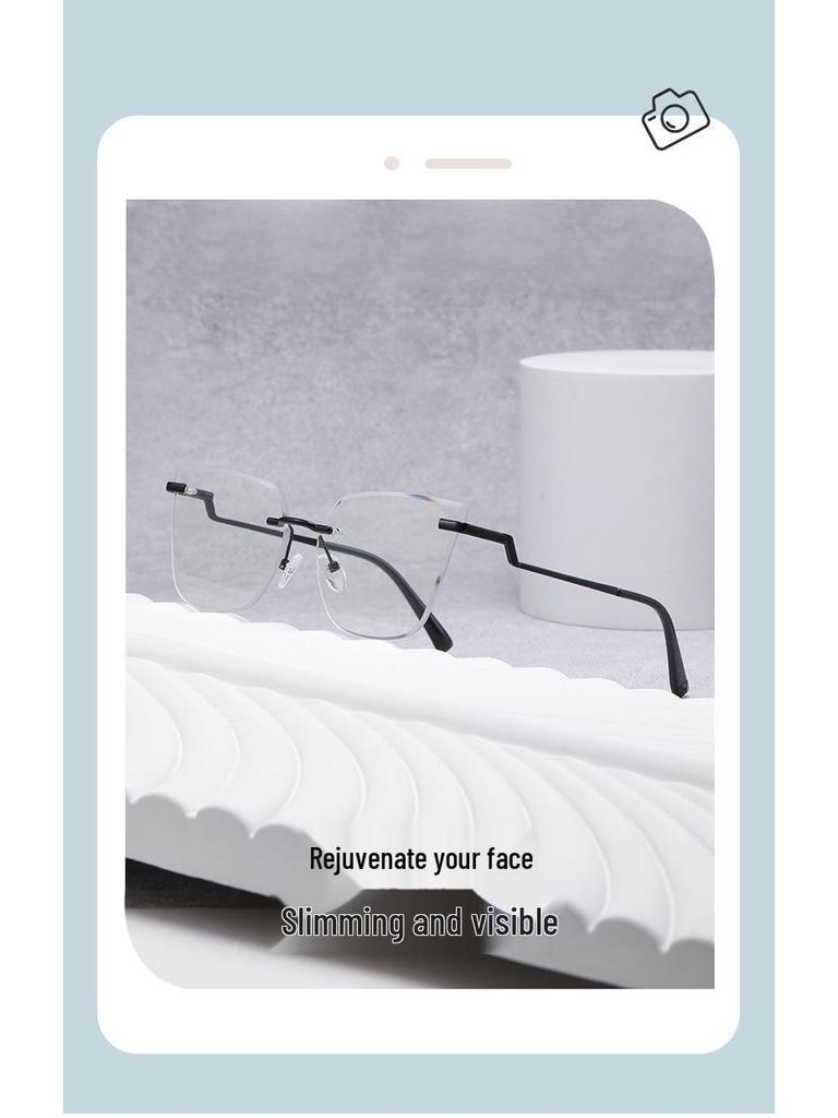 Женские очки премиум-класса с золотой безободковой оправой: Макияж без макияжа, Креативное украшение, Интернет-стиль