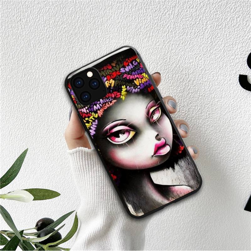 Чехол для телефона Doodle black women fashion girl для iPhone 12 11 13 7 8 6 s plus x xs xr pro max mini shell