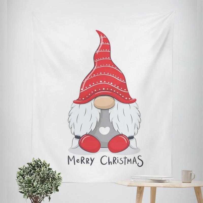New Year Christmas Gnome Dwarf Pattern Living Room Bedroom Decorative Tapestry