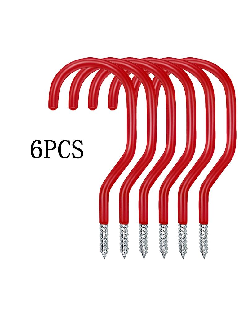 3-12Pcs Heavy Duty Bike Hook Black And Red Multi Purpose Metal Screw Hooks For Ladders Hoses Ropes Garden Tools Farmhouse