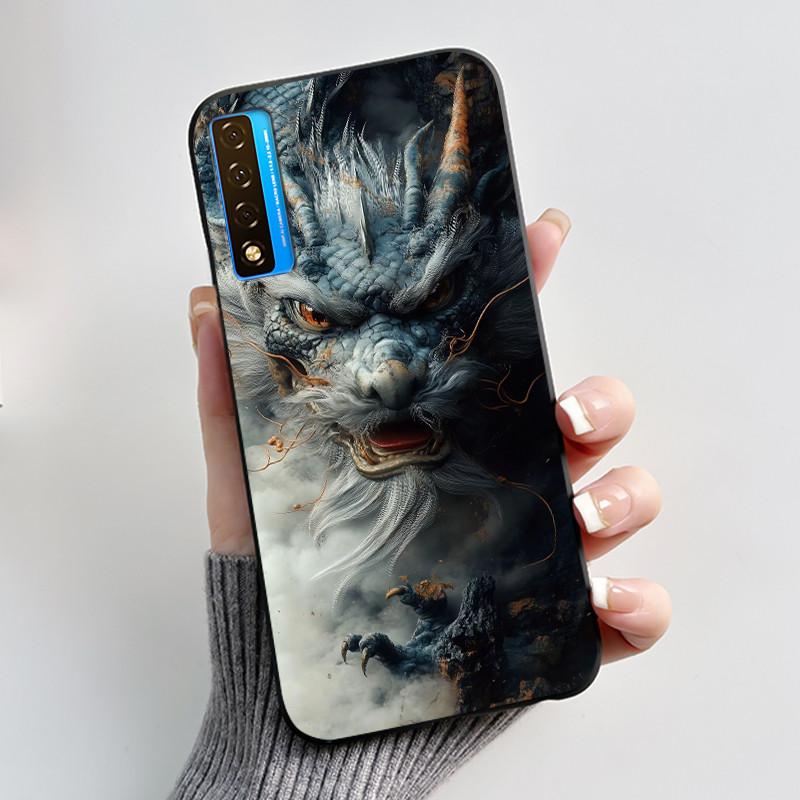 Чехол для TCL 20 20S 20 Pro 5G 20L Plus 20L+ Чехол Роскошный Дракон Милый Крутой Мальчики Девочки Черный Мягкий Силиконовый Чехол для Телефона Задняя Крышка