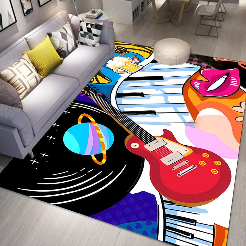 3D Music Carpet 3D Printing Carpets for Living Room Bedroom Decor Carpet Flannel Home Floor Mat Music  Area Rugs