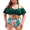 2024 Новый комплект бикини больших размеров для полных женщин, эластичный сексуальный купальник, женский купальник высокого качества из полиэстера, женский купальный костюм с принтом, женский летний купальник