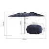 Parasol extérieur rectangulaire double face de 4,5 m avec manivelle (bleu marine) (sans pied)