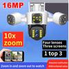 8K 16MP Wifi IP наружная камера с четырьмя объективами и 10-кратным зумом PTZ автоматическое отслеживание интеллектуальная защита видеонаблюдение