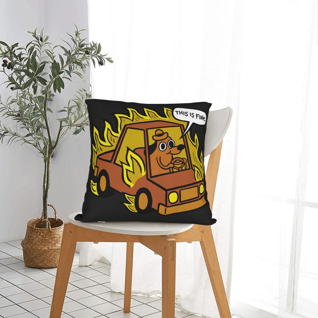 This Is Fine Dog Pillowcases Kawaii Pillow Case For Sofa Home Decoration Comfy Pillow Cover