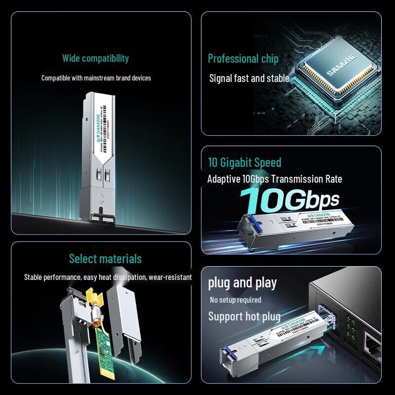 SAMZHE 10G SFP+ SC Fiber Optic Transceiver