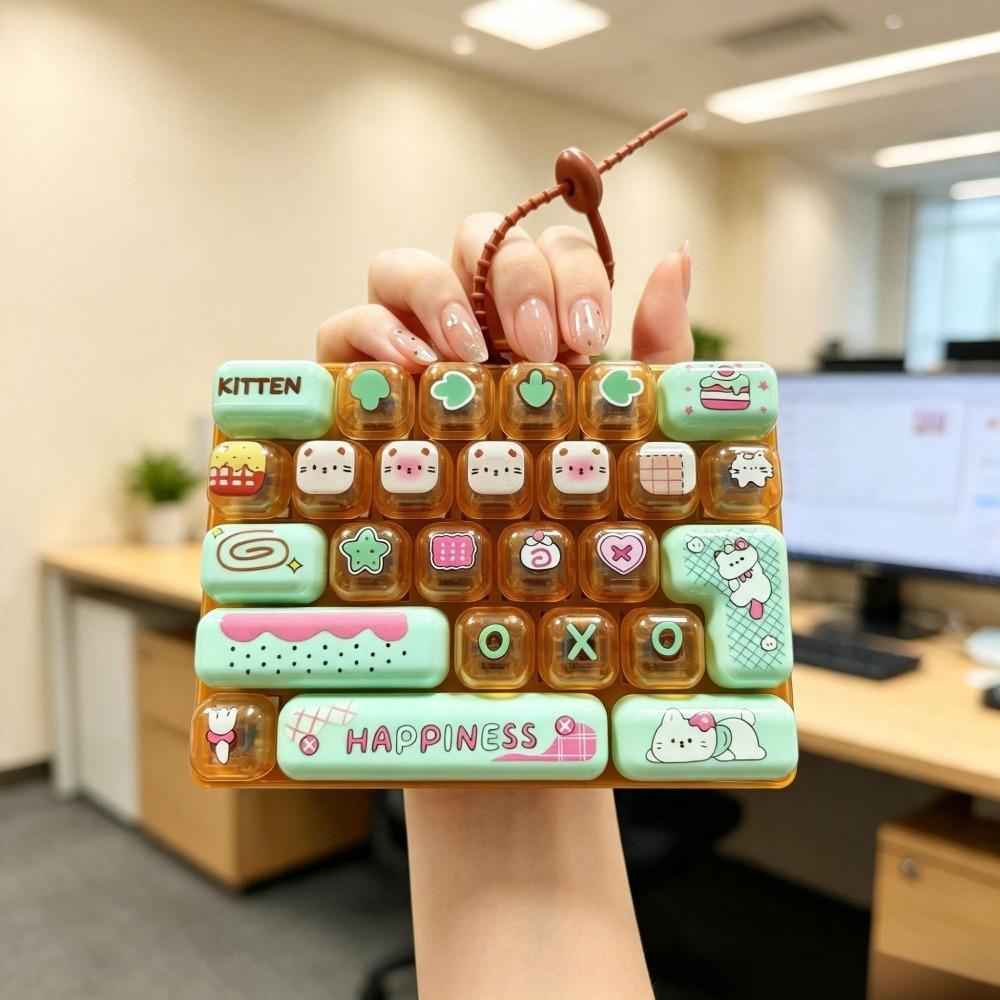 Hanging Stress Relief Fidget Toy Transparent Bag Pendant Cute Keyboard Keychain Toy Bag Charm