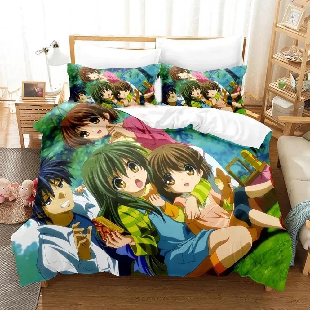 3D Печать Аниме CLANNAD Комплект Постельного Белья Пододеяльник Наволочка Одеяло Размер King Queen Для Мальчиков Взрослых Постельный Комплект