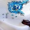 1pc New Aquarium Blue 3D Dolphins Crack Wall Sticker Kids Decal Vinyl Mural Home Art Deco