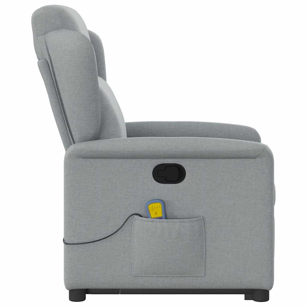 Massage Recliner with Rising Assistance Light Grey Fabric