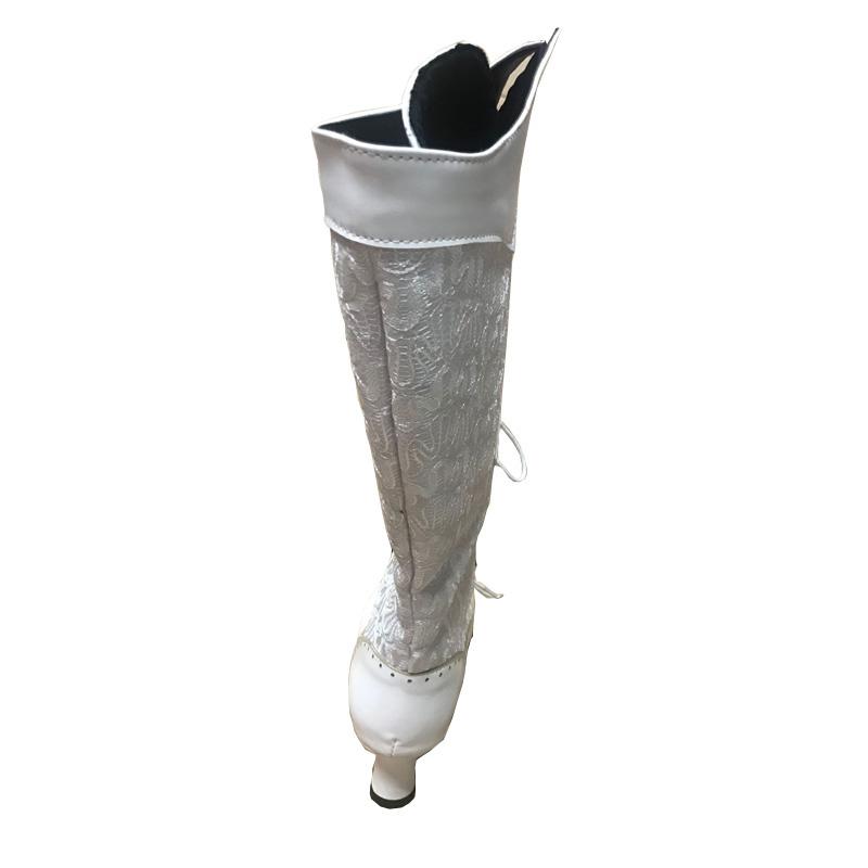 Ретро Женские Сапоги Осень Зима Сексуальная Обувь Женщина На шнуровке Острый Носок Низкий Каблук Сапоги до середины икры для Женщин Заказ 34-43