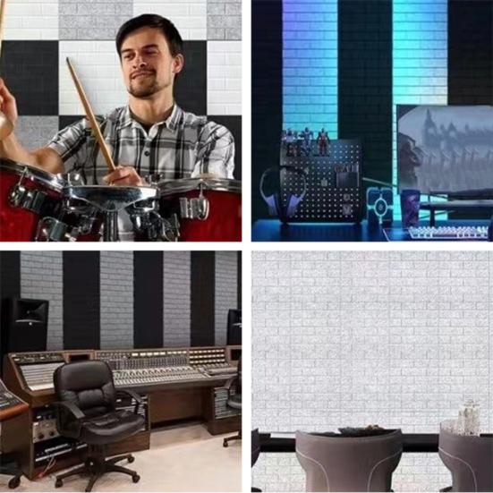 12 шт. квадратных звукоизоляционных стеновых панелей, самоклеящихся звукопоглощающих высокоплотных толстых акустических пенопластовых панелей, шумоподавляющих стеновых панелей для домашней студии