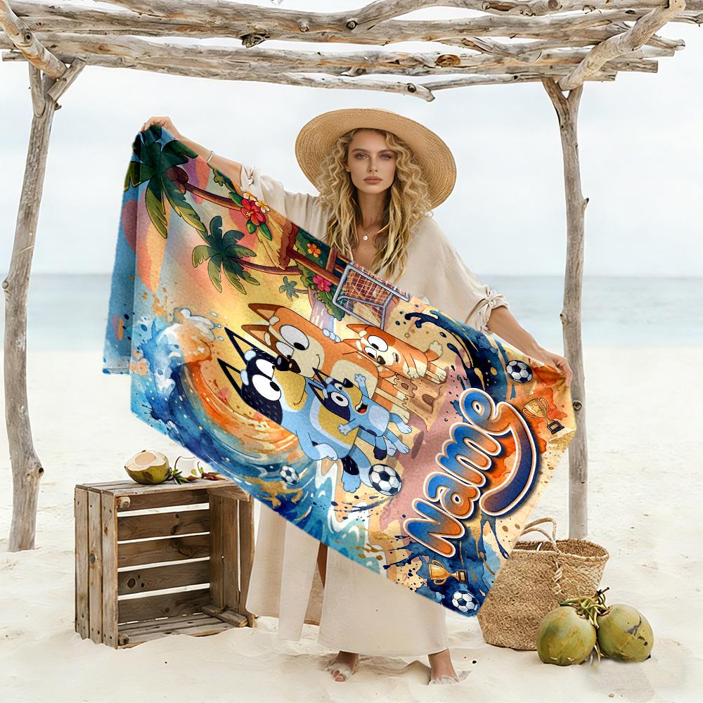 Beach Soccer Fun Personalized Name Beach Towel Soft Durable Quick-Dry Perfect for Traveling Yoga Camping and Swimming