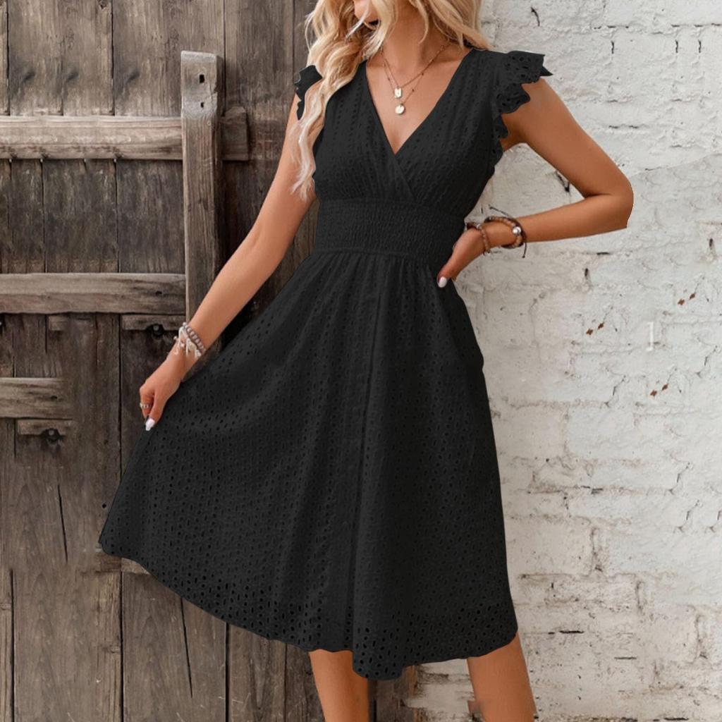 Женский летний кружевной сарафан с v-образным вырезом и запахом, с рюшами и рукавами в стиле бохо, с цветочным принтом и эластичной резинкой на талии, милые короткие платья