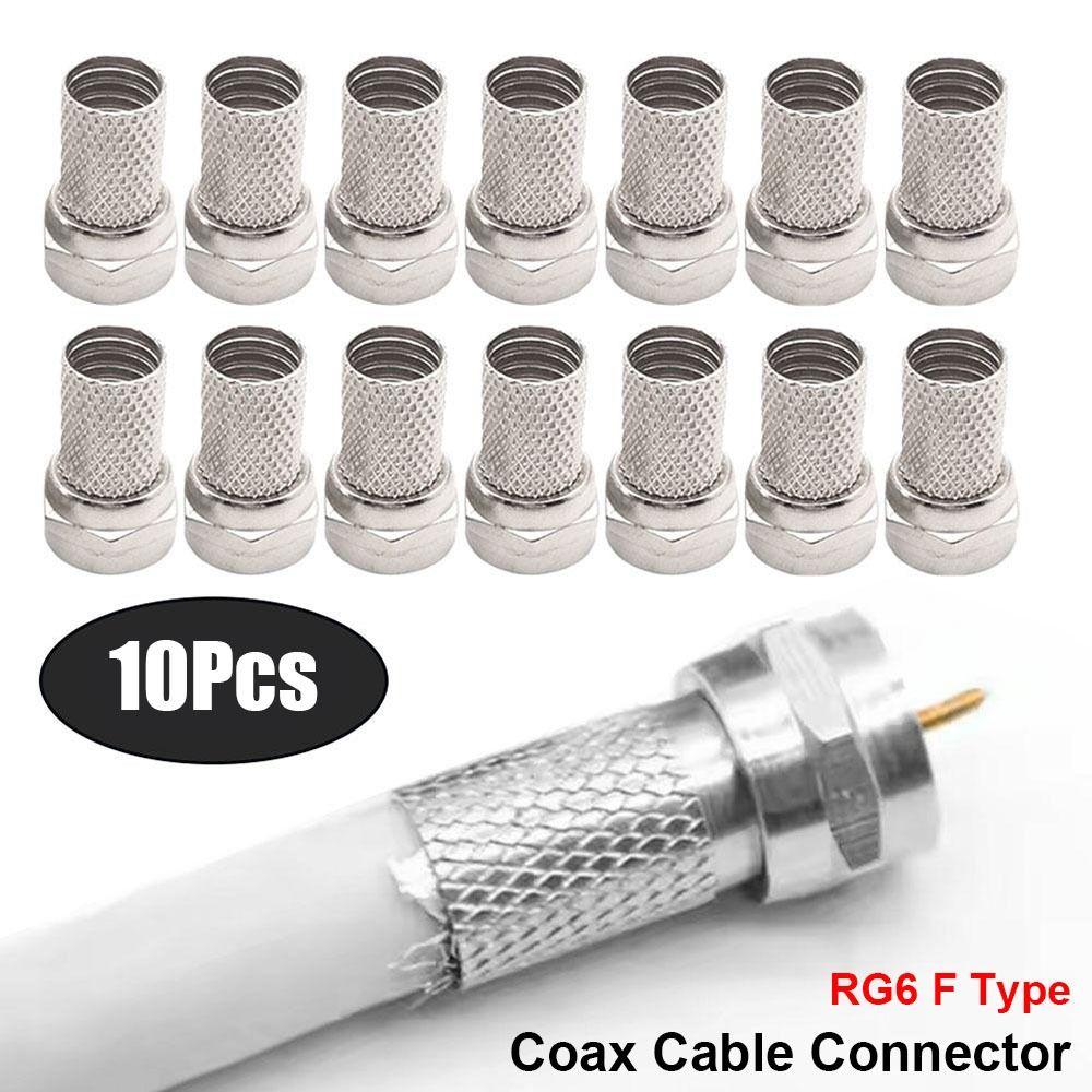 10Pcs Copper RG6 F Type Cable Connector 75-5 F Plug Connector for TV Satellite Antenna Coax Cable