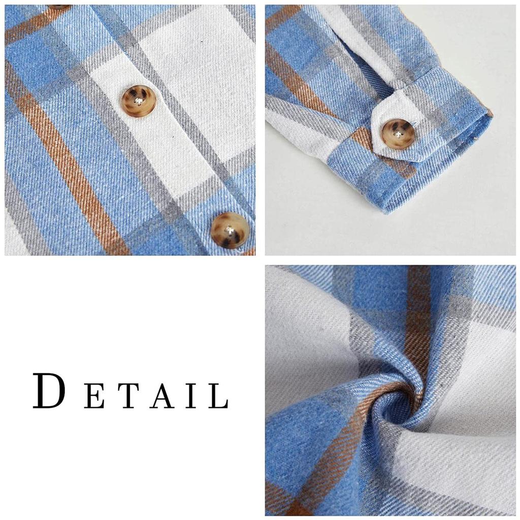 Fashion Women's Casual Loose Grinding Wool Plush Plaid Long-sleeved Jacket Overcoat