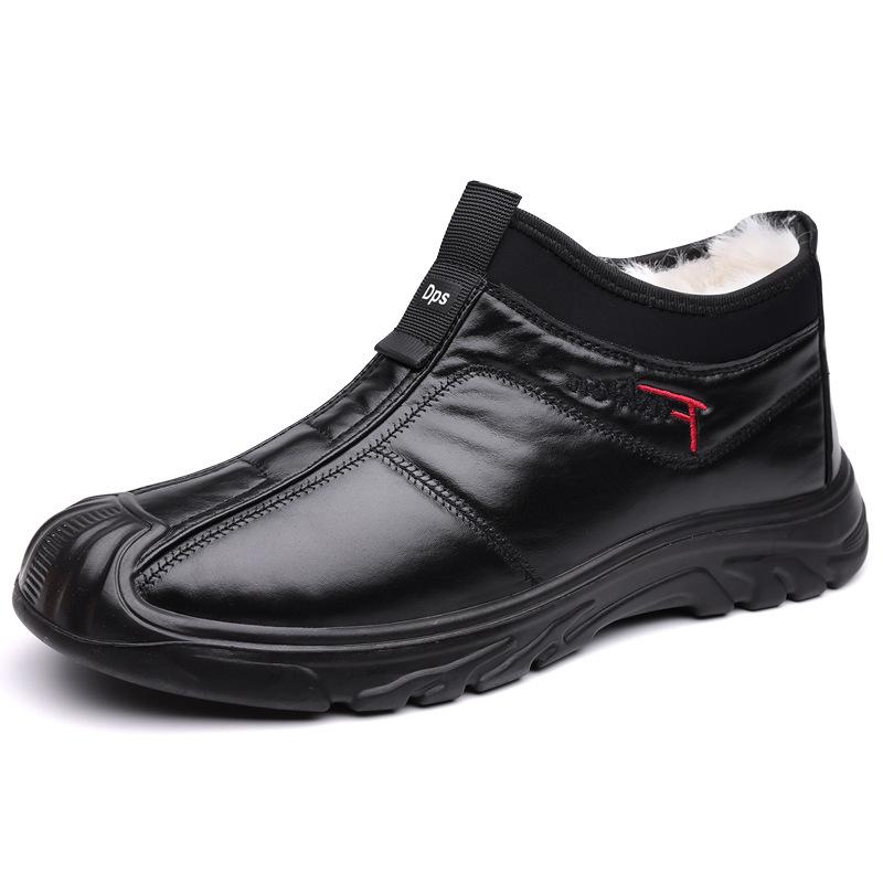 Большие размеры Старая Пекинская тканевая обувь Мужская хлопковая обувь Зимняя бархатная теплая мужская обувь Мягкая подошва нескользящая Для отцов среднего и пожилого возраста