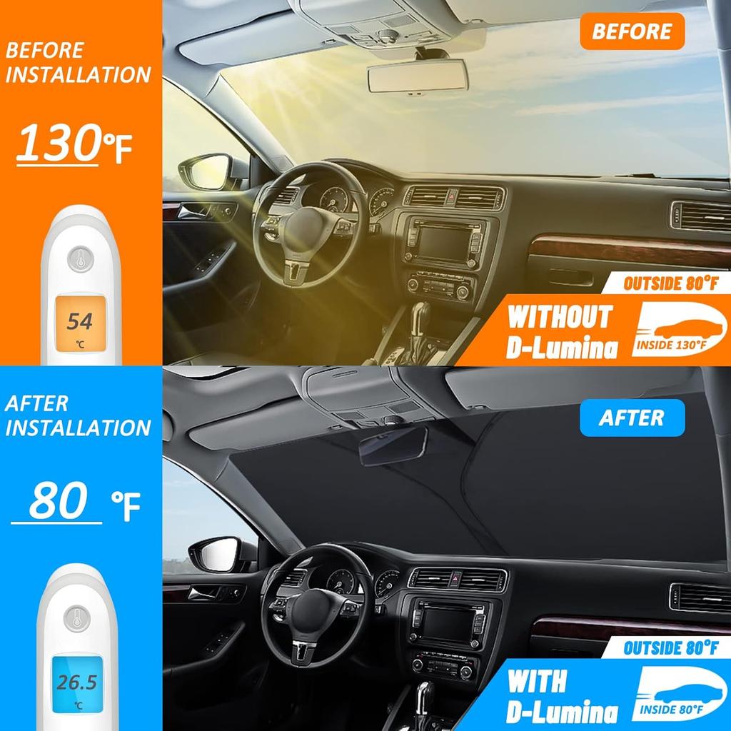D-Lumina Windshield Sun Shade for -2025 Chevy Silverado 1500 Accessories (Regular cab, Crew cab, Double Cab 2Door 4Door), Front Window Sunshade Sun
