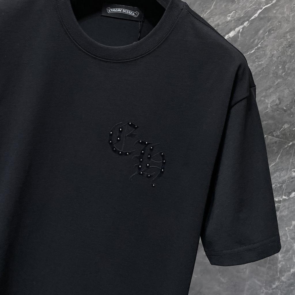 GZ-8933 CHROME HEARTS 2025 Летняя новая высококачественная хлопковая свободная футболка с круглым вырезом большого размера для мужчин и женщин, парная футболка