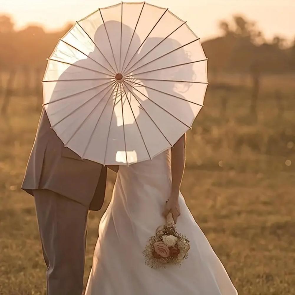 Зонтики из промасленной бумаги 60 см, китайский зонтик из белой бумаги с деревянной ручкой, зонтик от солнца, реквизит для деревенской фотографии для вечеринки, свадьбы