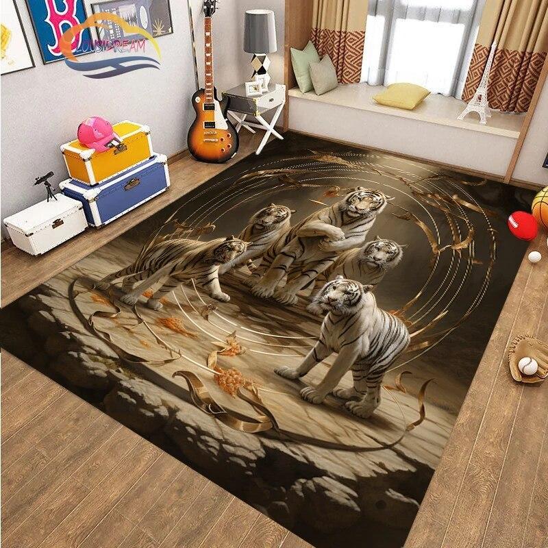 Коврик для пола с изображением животных, крутой тигр, модный ковер с рисунком для украшения дома, подарки, нескользящий коврик для гостиной и детской кровати
