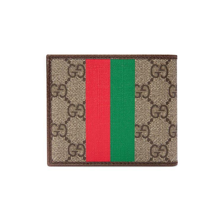 Gucci Винтажный Кошелек С Принтом Логотипа Складной Холст И Кожа Мужской Кошелек Эбеново-Коричневый 671652-US7EC-9396
