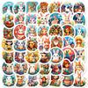 50 Easter Stickers Cute Cartoon Doodle Rabbit Doodle Stickers