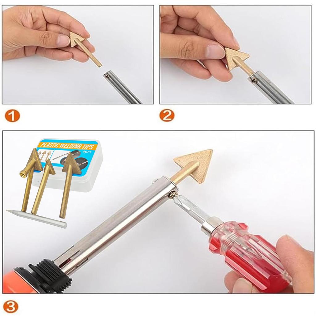 4Pcs Plastic Welding Replacement Tip, Copper Welding Iron Head Replacement Tip for Car Bumper Repair
