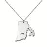Модные necklaces с картой Род-Айленда из нержавеющей стали, аксессуары для украшений в виде карты Америки, США