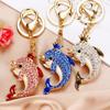 Keychain Sparkling Rhinestones Dolphin Charm Wearing Crown Key Chain Decorative Wallet Backpack Car Key Holder Bag Accessories