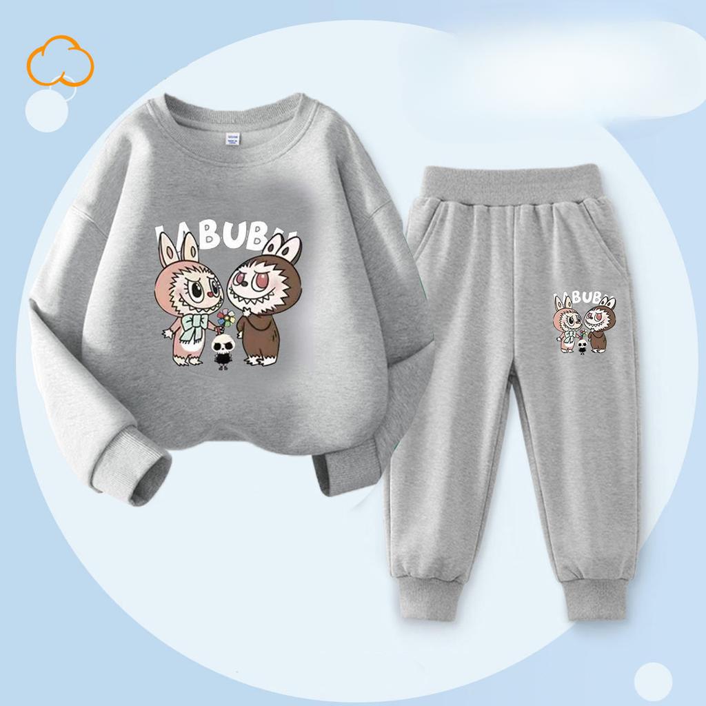 Весенне-осенний детский модный комплект с принтом букета: леггинсы и топ с круглым вырезом для девочек