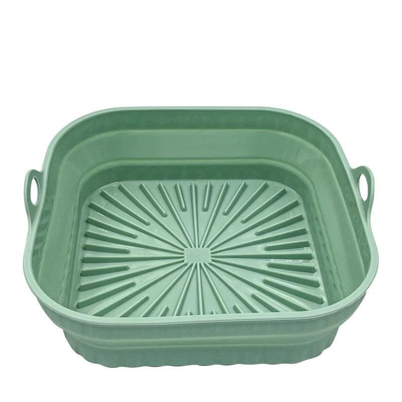 Foldable Silicone Air Fryer Pot Tray Reusable Air Fryer Tool Food Safe Non Stick Baking Pan Bakeware Kitchen Cooking Accessories