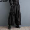 DIMANAF 2025 Большой размер Весна Лето Женские Длинные Брюки Эластичная Талия Свободные Повседневные Брюки Однотонные Черные Брюки Широкие Штанины Карманы