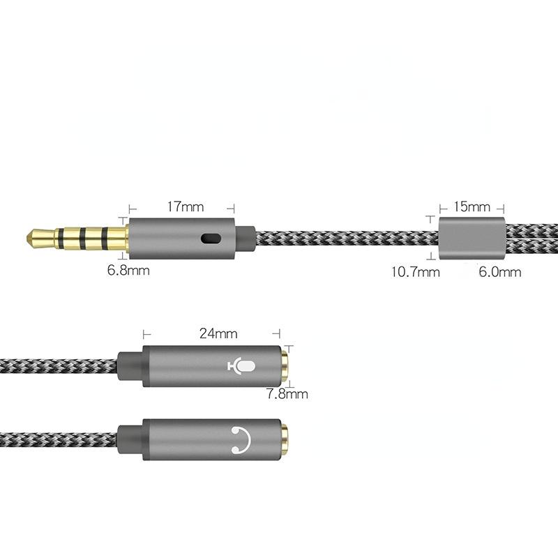 Наушники для мобильного телефона 3,5 мм аудиокабель-переходник 3,5 мм стерео аудио штекер на 2 гнезда для гарнитуры микрофон Y-разветвитель переходной кабель
