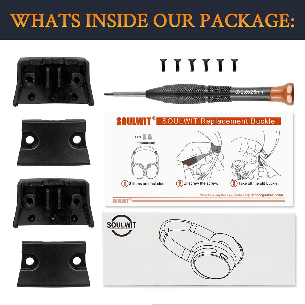SOULWIT Headband Side Cover Sliders for Bose QuietComfort 15 (QC15)/QuietComfort 2 (QC 2) Headphones, Replacement Headband End Caps, Black