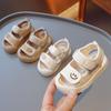 Новые однотонные сандалии для маленьких девочек и мальчиков, сандалии с вышивкой для детей, нескользящая детская пляжная обувь на мягкой подошве с закрытым носком