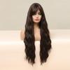 Long Water Wave Synthetic Wigs with Bangs Natural Black Dark Brown Cosplay Hair Wigs for Women Afro Heat Resistant