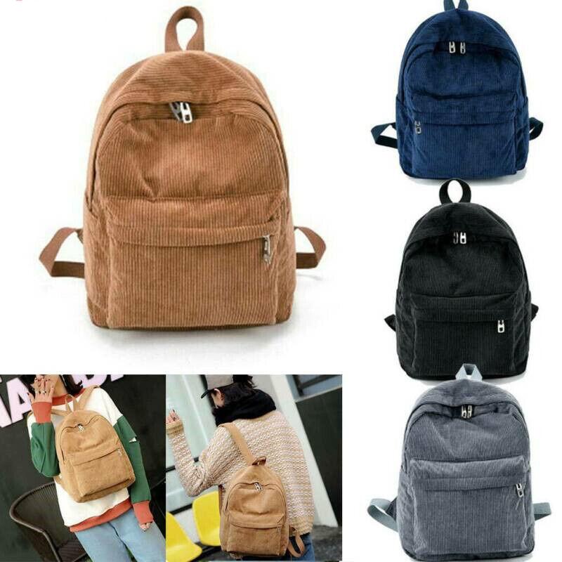 Женский вельветовый рюкзак на молнии, рюкзак для девочек, сумка через плечо, дорожная сумка