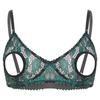 Womens Hollow Out Lace Bra Top Adjustable Spaghetti Straps Sheer Panels Club Rave Wear