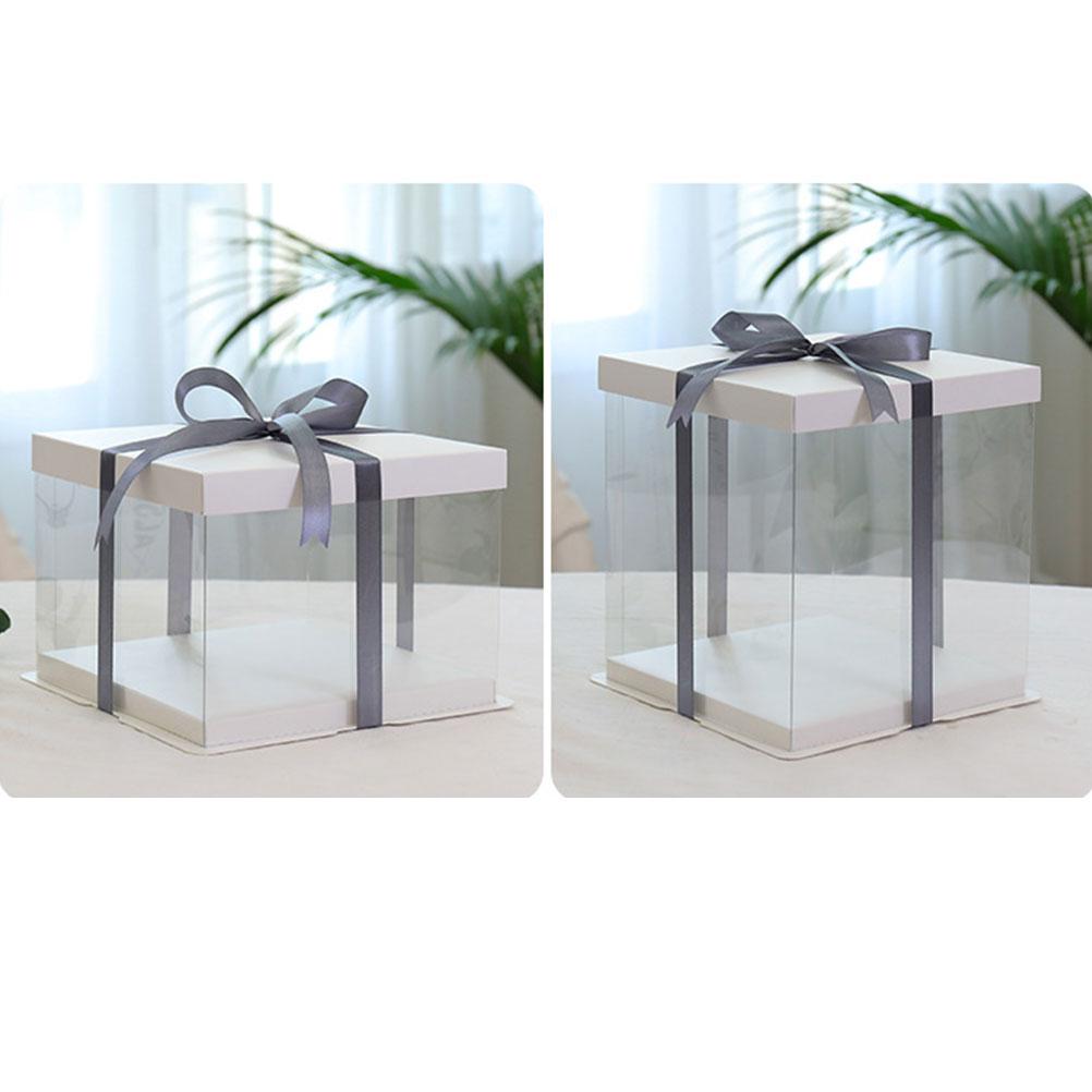 2 шт. 8-дюймовая прозрачная коробка для торта на день рождения, пластиковый контейнер для торта, коробка для хранения десертов (прозрачный)