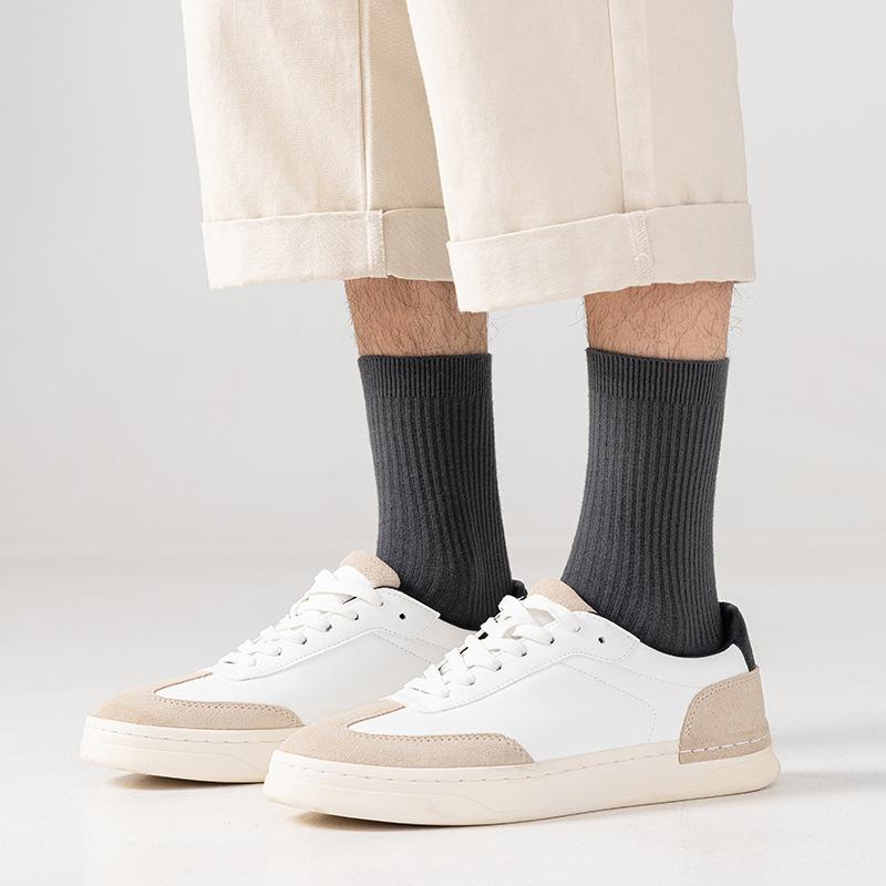 Socks Men'S Pure Cotton Sweat-Absorbing Double-Needle Medium Tube Socks Cotton Casual Men'S Deodorant Cotton Socks Zhuji Men'S Socks