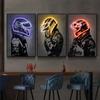 Neon Design Racing Car Driver Helmet Poster Canvas Painting  Wall Art For Modern Living Room Home Decoration No LED