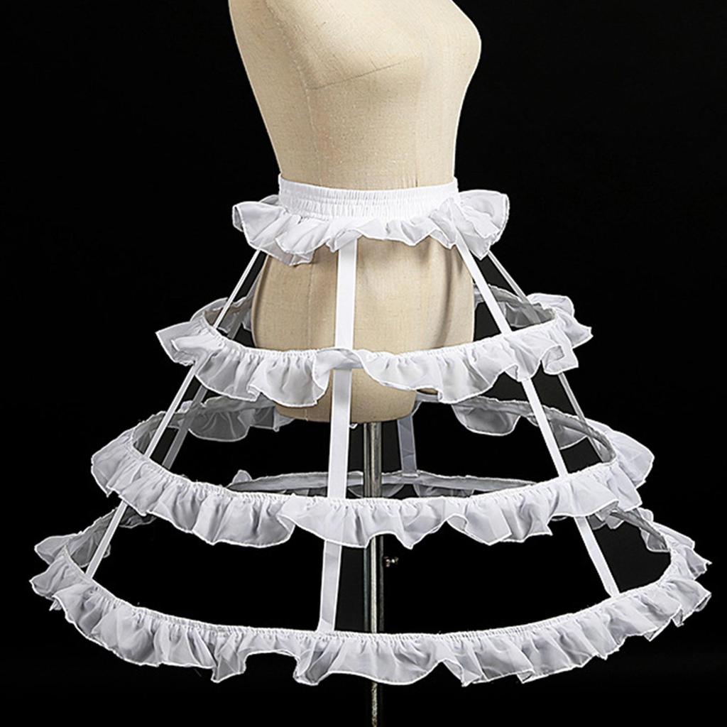 3 Hoops Skirt Petticoat Elastic Waistband Crinoline Pannier for Gown