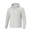 Li-Ning Fitness Series Simple Solid Color Hooded Zipper Fleece Jacket Unisex Jackets Water-Droplet-Gray AFDUC33-6
