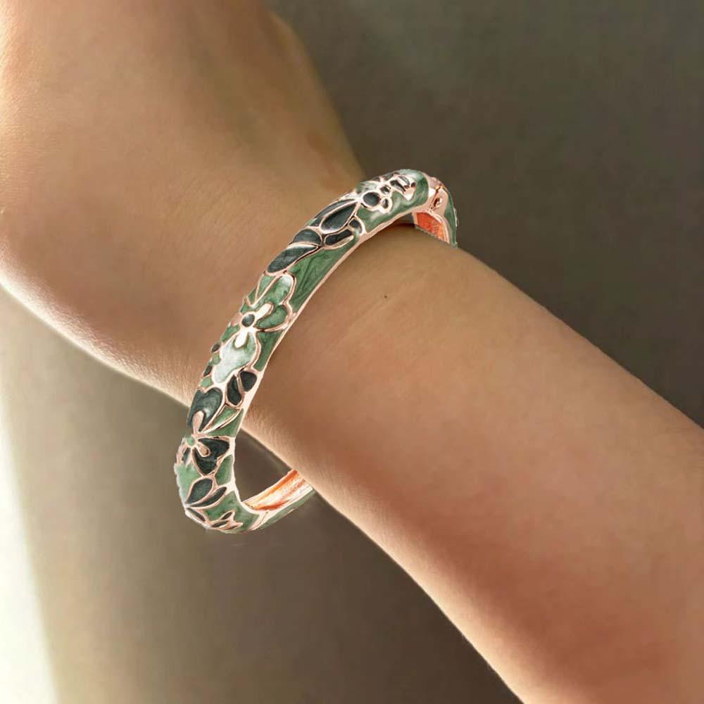 Аксессуары для ханьфу Филигранная эмалевая манжета Традиционный ажурный браслет с цветами Подарок на День матери